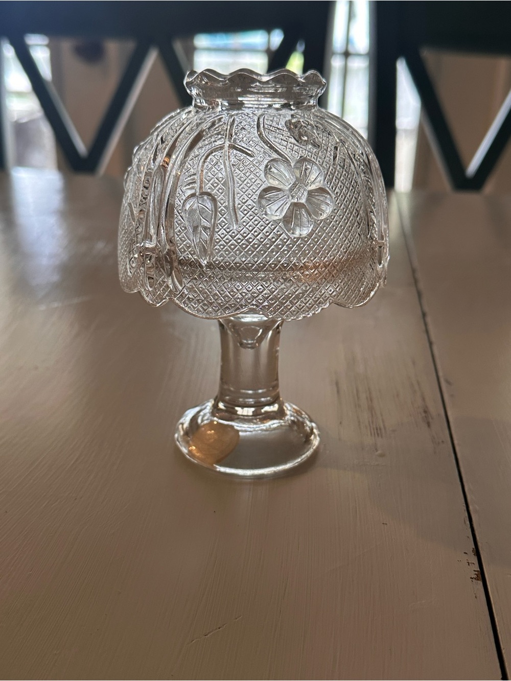 Clear glass fairy tea light lamp